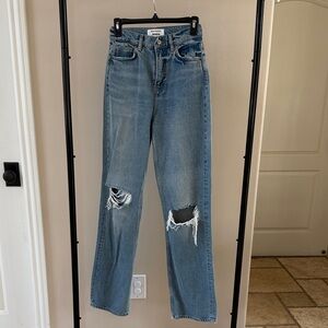 Reformation Light Blue Distressed Flare Jeans